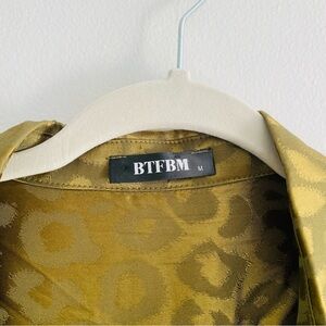 BTFBM , medium, Long sleeve Casual work Summer Tops, Leopard Army Green